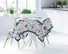 Cotton Tablecloths Floral White Green Square Rectangular Table Linen Fabric