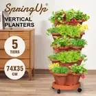 5 Tier Vertical Garden Strawberry Stackable Planters Petunias Herbs Pancy Labels
