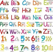 Alphabet Wall Stickers Kids Toddler Decors Animal ABC Stickers Removable Letters Number Decals Girls Boys Nursery Bedroom Living Room