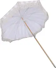 5.9Ft Fringe Patio Umbrella, Boho Tassel Beach Umbrellas with UPF50+ 8 Rids, Portable Tilt Vintage Market for Outdoor Holiday Garden Lawn Pool Yard Deck Table