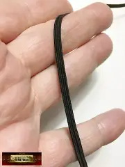 M00988-1-FS MOREZMORE 3mm 1/8" Flat Elastic Braided Elastic BLACK 1 Yard