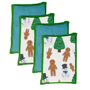 4pc Vigar Snowman 23cm Microfibre Sponge Kitchen Scrubber Dirt/Moist Remover