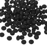 180 Pcs Bulk Silicone Lentil Beads, 12mm Abacus Beads, Black