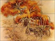 Tile Mural Backsplash Ceramic Cullar Wagon Country Life Art WC116