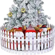 Sasylvia 18 Pcs 6.5 Ft Christmas Tree Fence White Wooden Picket Fences Xmas Tree Gate Decorations Barrier for Home Indoor Outdoor Garden Wedding Party, 12 in Tall