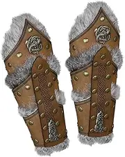 [Generic] Bracers for Men | 1 Pair Medieval Arm Guards | Men Medieval Cosplay Faux Leather Arm Warmers, Pirate Knight Gauntlet Wristband Bracer, Steam Punk Accessories