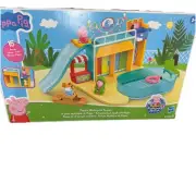 Peppa Pig Toys Peppa's Waterpark Playset W/ 15 Pieces & Peppa & George