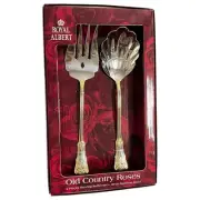 Royal Albert Old Country Roses 2 Piece Buffet Serving Set Stainless 18/10
