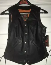 First Classics Leather Vest Motorcycle Women's Small Honey Badger Tall