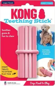 KONG Puppy Teething Stick LARGE Pink Teeth Cleaning Treat Stuffable Dog Chew Toy