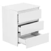 White Modern Bedside Table Nightstand with 3 Storage Drawers for Bedroom