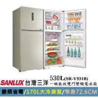 在飛比找momo購物網優惠-【SANLUX 台灣三洋】◆535公升一級能效變頻雙門冰箱(