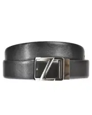 Zegna Belt DOUBLE FACE Leather ITALY Man Black BWIDC1988B NER Sz.110 MAKE OFFER