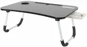 Meta Laptop Table with drawer, Lap Tray, Lap desk Foldable Breakfast Tray for Sofa, Bed, Terrace, Balcony, Garden, (Black)