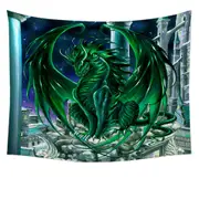Monarch of the City Green Dragon Tapestry