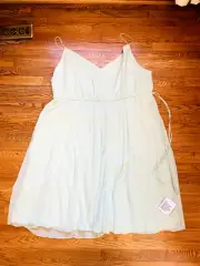 ASOS Design Curve Pleated Cami Midi Dress Drawstring Waist Soft Green Sz 26 NWT