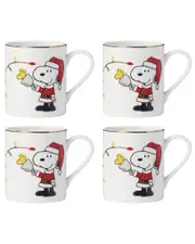 Lenox Set of 4 Snoopy Christmas Mugs