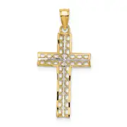 14K Yellow & Rhodium W/ Cross Charm