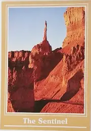 Bryce Canyon National Park Utah The Sentinel Color of Sunrise Vintage Postcard