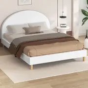 ALFORDSON Bed Frame Mattress Base Platform Leather White - Double Size