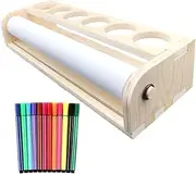Dickly Desktop Paper Roll Dispenser Wooden Tabletop Easel with White Paper Roll for Kids Drawing Writing Parcel Bulletin Boards