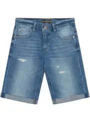 GUESS Blue Denim Linen Shorts Size: 12, Cotton