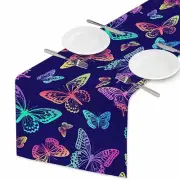 HOSNYE Table Runner Rainbow Butterflies On Blue Background,Cotton pattern-B071