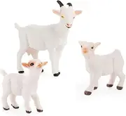3 Pcs Realistic Sheep Animals Model Figurine Toy Cake Toppers, Barn Farm Goat Family Figure Collection Playset Preschool Science Educational Learning Cognitive Props