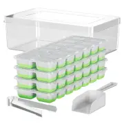 Silicone 56 Pcs Ice Cube Tray with Lid and Bin, 4-Pack Ice Trays for Freezer,...