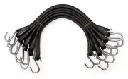 (20 Pack) 15" Natural Rubber Tarp Straps Tie Down Bungee Cords S-Hook