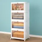 Wise Oannes 4 Tier Storage Bins with Lids, 23QT Stackable Closet Organizers a...