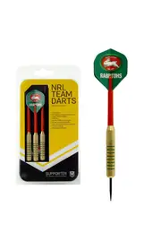 South Sydney Rabbitohs NRL Brass Darts 3 X Darts Flights & Shafts In Case