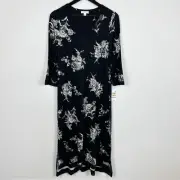 Charter Club Black Jacobean Bouque Floral Nightgown Size Small