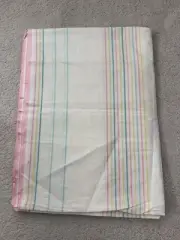 NWT Vintage Linen Flat Sheet White Striped 84'' x 59'' Made in USSR