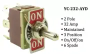 YC-232-AYD -Spade -2-Pole -Maintained 3 Position (On/Off/On) - 32A Toggle