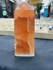 Honey Calcite Tower with Nice Pattern ~140mm High Quality Orange Calcite
