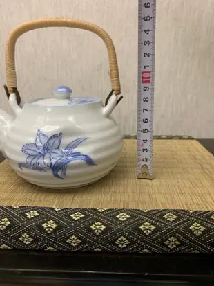 【店主收藏】日本 有田燒 雅峯 青花 茶壺 提梁壺-13290