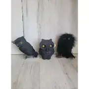 Halloween owl black bird prop home decor light up