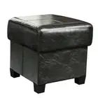 Storage Ottoman Cube Folding Footstool PU 15.7"D x 15.7"W x 15.7"H 15.7" Black
