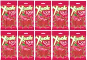918499 10 x 160 g X - TREME SOUR STRAPS STRAWBERRY GUMMY CANDY DIPPED IN SUGAR