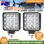 12V 24V Lightfox 2x 4inch Osram Square LED Work Lights Flood Reverse Ute Truck