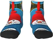 [YANYU] Christmas Carton Snowman Print Workout Everyday Socks For Men And Women All Seasons Comfortable Adult Socks