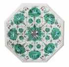 White Marble Malachite Inlaid Coffee Side Table Top Living Room Decor