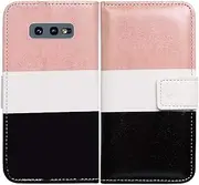 Bfun Packing Galaxy S10e Case,Bcov Pink White Black Stripe Card Slot Wallet Leather Cover Case for Samsung Galaxy S10e