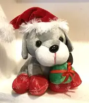 Christmas SANTA Puppy dressed as Santa decoration plush CHRISTMAS