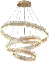 CJLWSLCO Creative 3-Layer Circular Acrylic Pendant Light 80W Three-Color LED Hanging Lamp Living Room Dining Table Chandelier Bedroom Dressing Room Chandelier Lighting Fixture Indoor Adjustable Height
