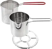 SECFOU 1Set Stainless Steel Deep Fryer Pot with Fry Basket Kitchen Frying Kit for Effortless Cooking and Outdoor Use and Lightweight Design for Home