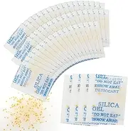 CANLENPK Dual-Color Indicating Silica Gel Desiccant Packets (Transparent/Orange) Reactivable Moisture Absorber Bags for Food, Books, Jewelry & Shoes Safe & Reusable (55-Pack (5g Each))