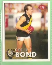 1996 AFL SELECT STICKER #176 CHRIS BOND, RICHMOND TIGERS