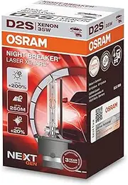 OSRAM Xenarc Night Breaker Laser D2S Next Generation, +200% More Brightness, HID Xenon Headlight Bulb, 66240XNN, Folding Box (1 Lamp), White